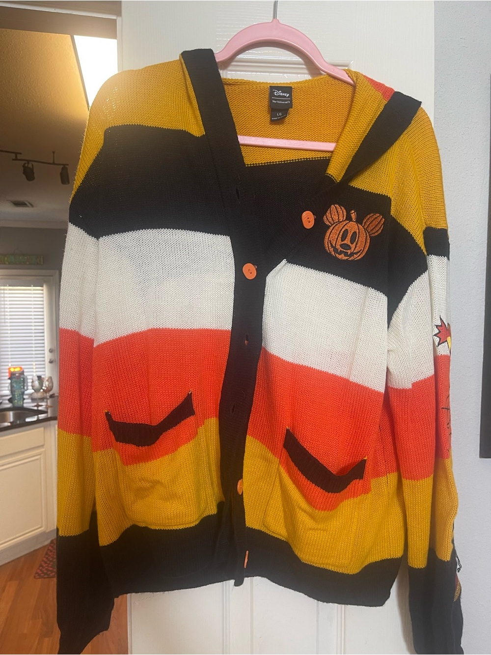 Disney Halloween, Mickey Mouse Hooded Cardigan Sweater large my universe